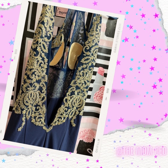 GOLD DESIGN NAVY DRESS - Picture 4 of 4